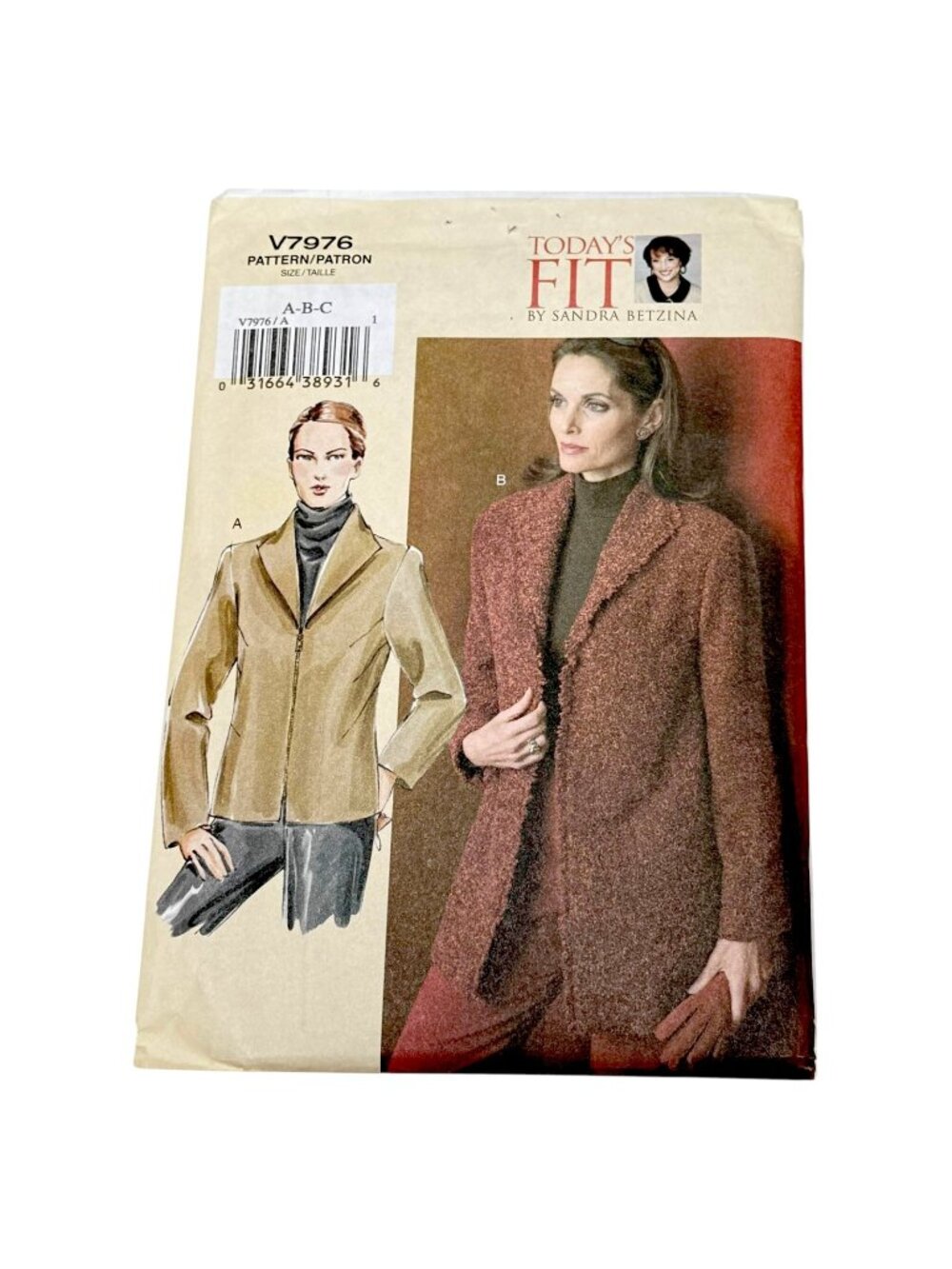 Vogue V7976 Jacket Sandra‎ Betzina Sizes 32 to 55 Sewing Pattern Uncut